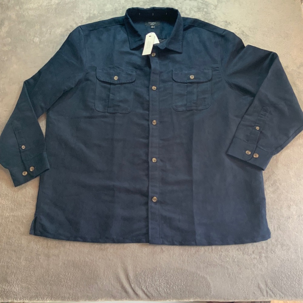 Banana Republic Relaxed Fit Vegan Suede Shirt Jacket XXL Tapestry Navy NWT